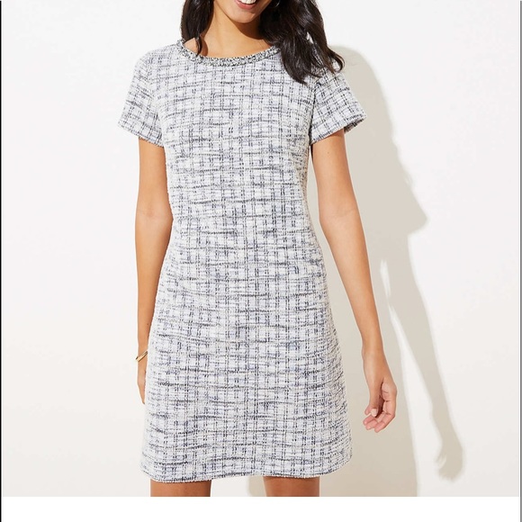 LOFT Dresses & Skirts - Fringe Tweed Shift Dress- Ann Taylor LOFT